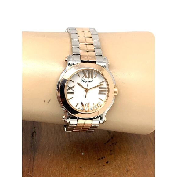 Chopard Happy Sport Women's Watch Diamond 278509-6004 Swiss Quartz Two Tone 30mm - Picture 12 of 15